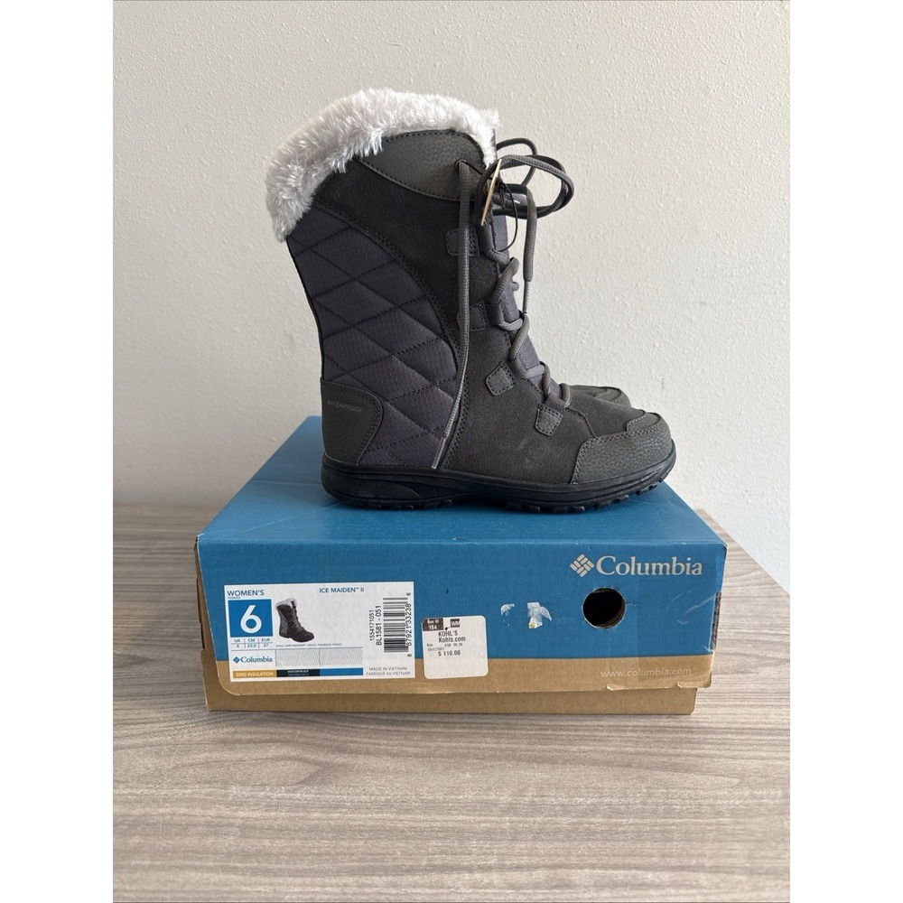 Columbia Ice Maiden II Women's Boots Size 6 NWT Grey Waterproof 200G